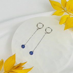 Серьги длинные из Танзанита, Артикул: 117624 - изображение товара №2