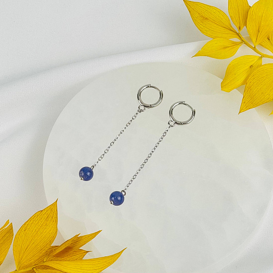 Серьги длинные из Танзанита, Артикул: 117624 - изображение товара №2