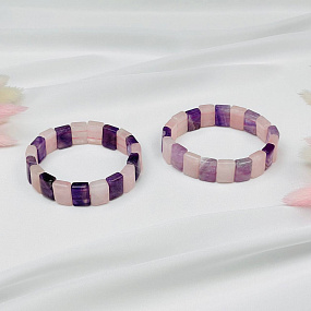 Браслет из Аметиста и Розового кварца, Артикул: 111675 - изображение товара №3
