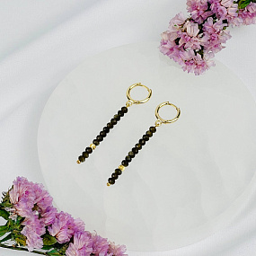 Серьги длинные из золотистого Обсидиана, Артикул: 116863 - изображение товара №2