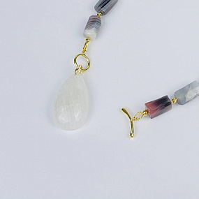 Колье из ботсванского Агата и Лунного камня, Артикул: 116882 - изображение товара №2