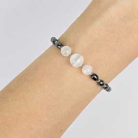 Браслет из Селенита и Гематита, Артикул: 118240 - изображение товара №1