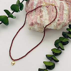 Колье из Граната с подвеской Сердце, Артикул: 100123 - изображение товара №5