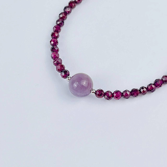 Браслет из Граната (Альмандин) и мадагаскарского Розового кварца, Артикул: 118257 - изображение товара №3