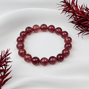 Браслет из Клубничного кварца, Артикул: 073724 - изображение товара №1