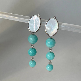 Серьги тройные из Амазонита, Артикул: 098510 - изображение товара №4