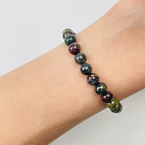 Браслет из зеленой Яшмы (Кровь дракона), Артикул: 108290 - изображение товара №1