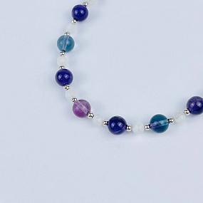 Браслет (Сахасрара) регулируемый из Флюорита, Аметиста и Лунного камня, Артикул: 117978 - изображение товара №4