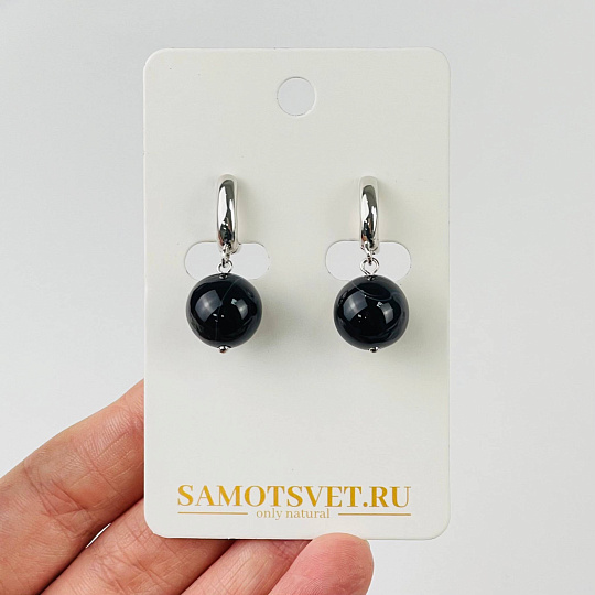 Серьги из полосатого Агата, Артикул: 085343 - изображение товара №1