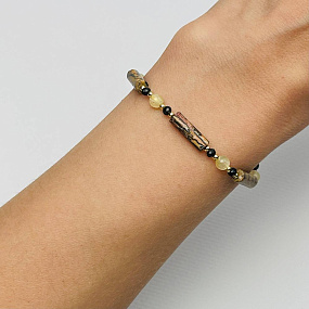 Браслет из леопардовой Яшмы, Селенита и черного Турмалина, Артикул: 104199 - изображение товара №3