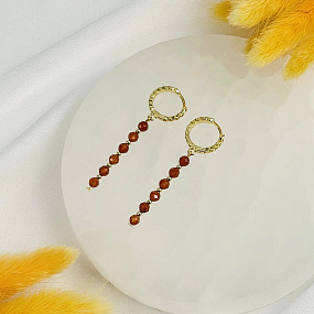 Серьги длинные из Граната (Спессартин), Артикул: 118572 - изображение товара №2