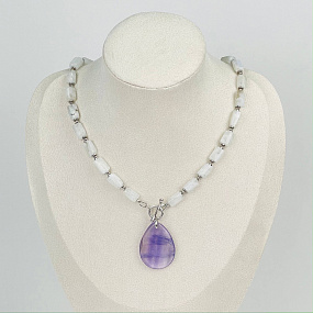 Колье из Лунного камня с Флюоритом, Артикул: 116871 - изображение товара №1