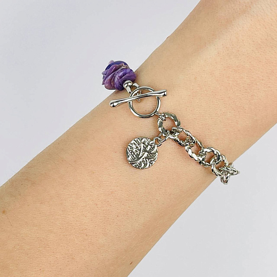 Браслет из Чароита с цепочкой, Артикул: 118247 - изображение товара №2