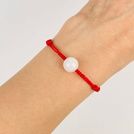Защитный браслет Красная нить с белын Нефритом, Артикул: 116417 - изображение товара №1