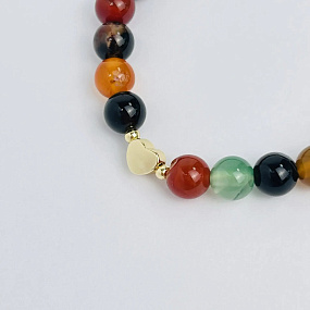 Браслет детский из Агата микс со вставкой сердце, Артикул: 118874 - изображение товара №3