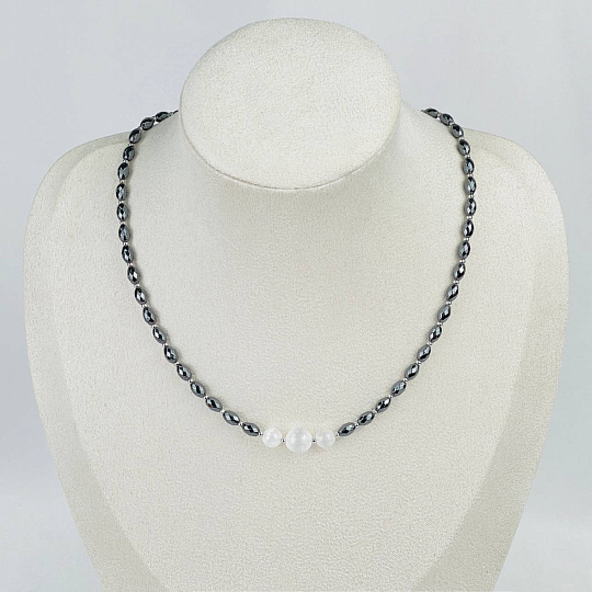 Чокер из Селенита и Гематита, Артикул: 118241 - изображение товара №1