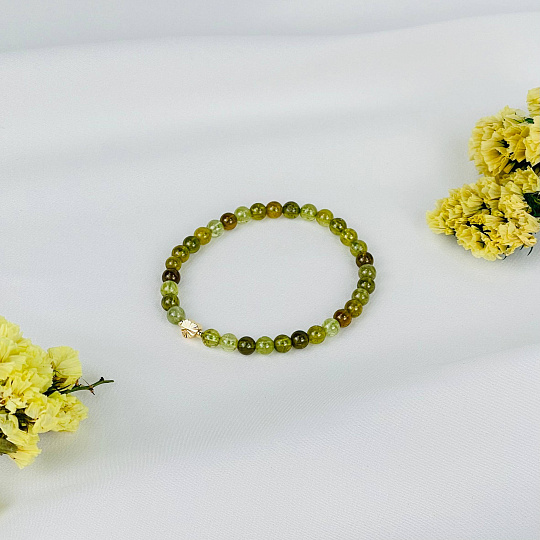 Браслет детский из Граната (Гроссуляр) со вставкой сердце, Артикул: 086499 - изображение товара №2