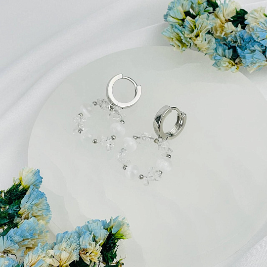 Серьги из Селенита и Горного Хрусталя, Артикул: 118500 - изображение товара №2