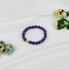 Браслет из Аметиста и Рутилового кварца со вставкой, Артикул: 082792 - изображение товара №2