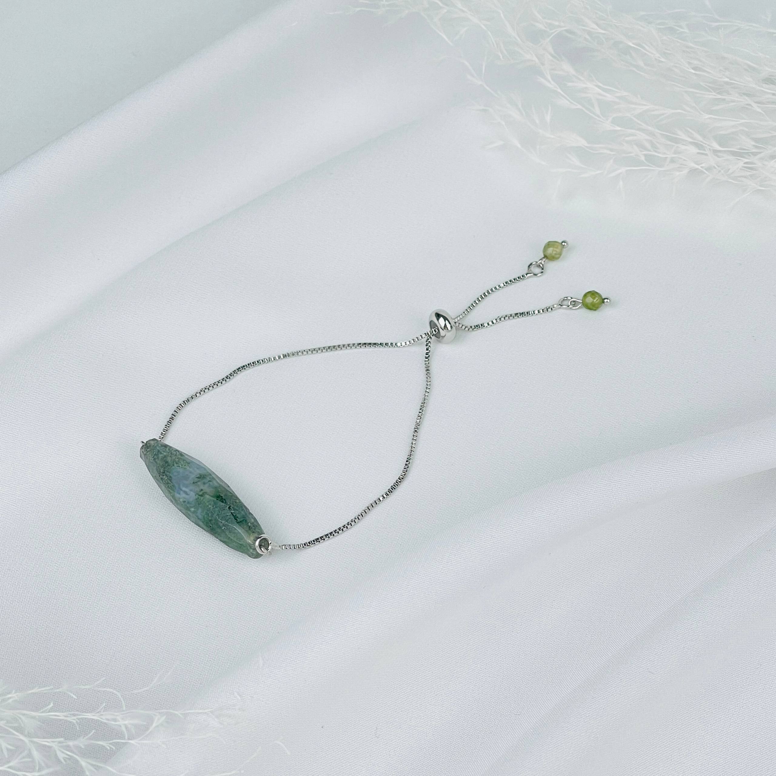 Браслет регулируемый с Моховым агатом - изображение товара №0