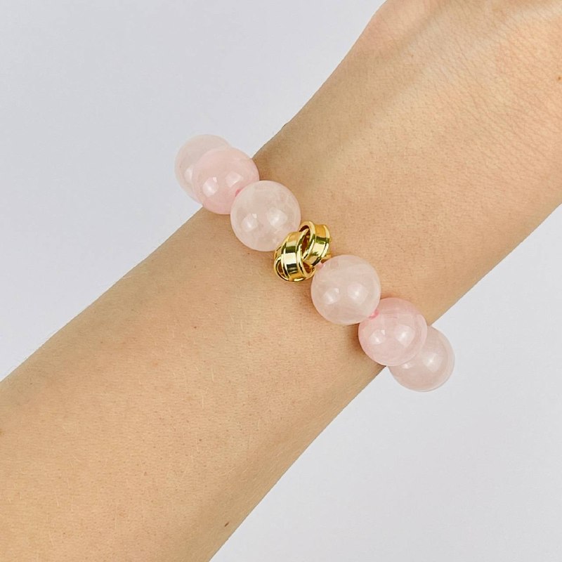 Браслет из Розового кварца со вставкой - изображение товара №1