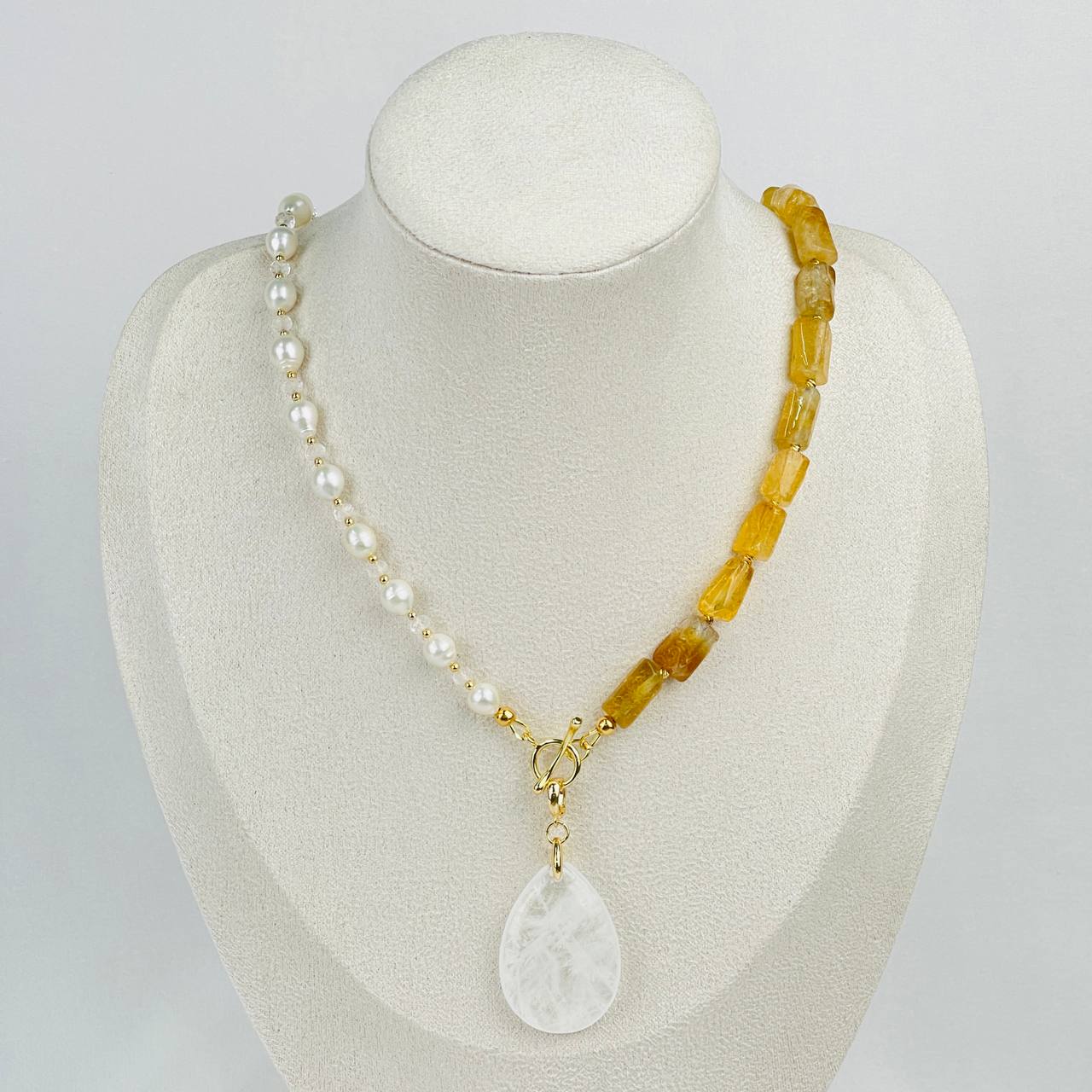 Колье из Цитрина, Жемчуга и Горного Хрусталя - изображение товара №1