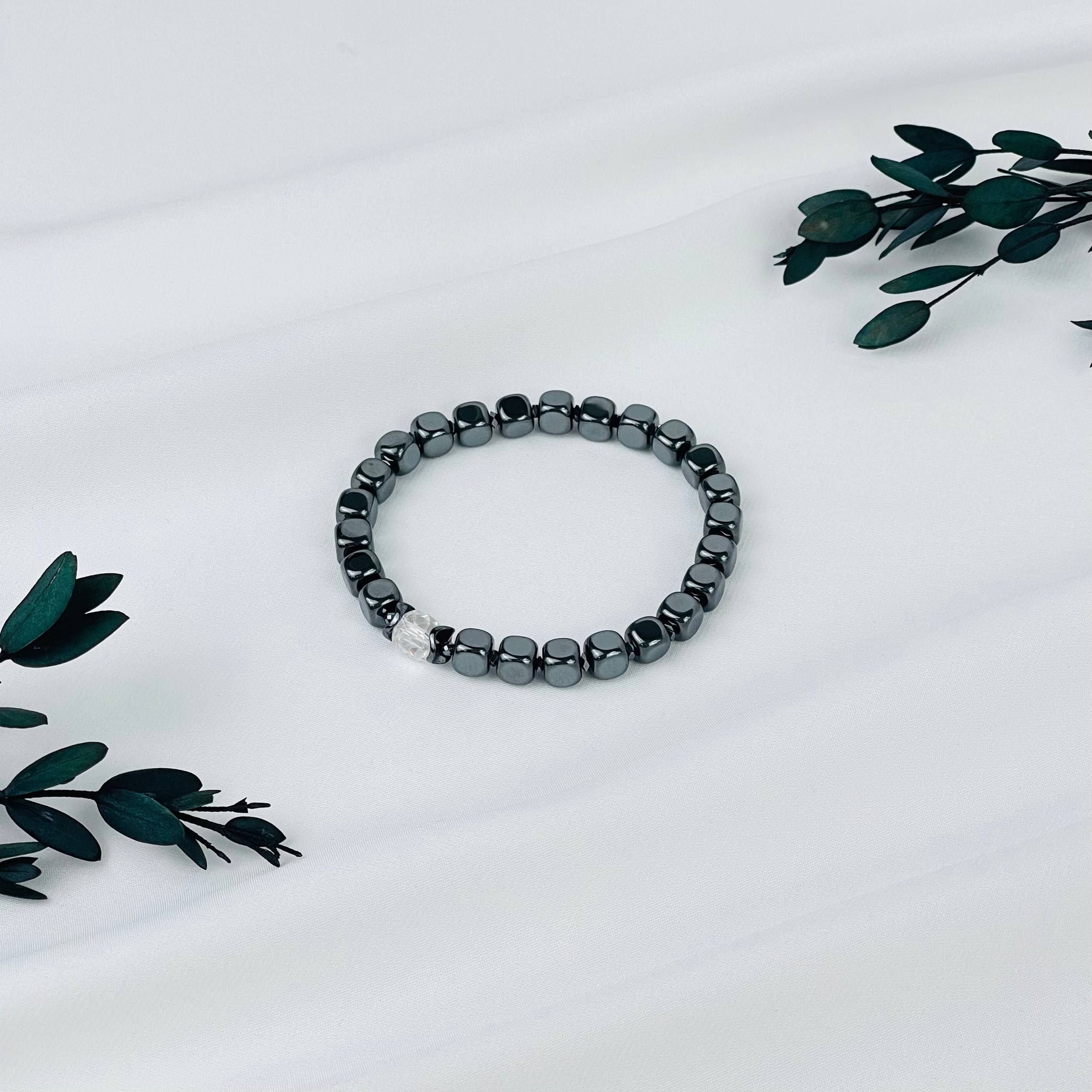 Браслет из Гематита и Горного Хрусталя - изображение товара №2
