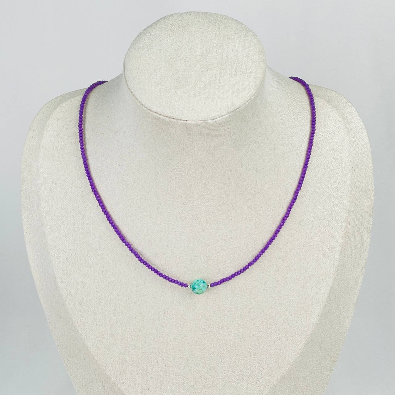 Колье из Фосфосидерита и Хризоколлы - изображение товара №1