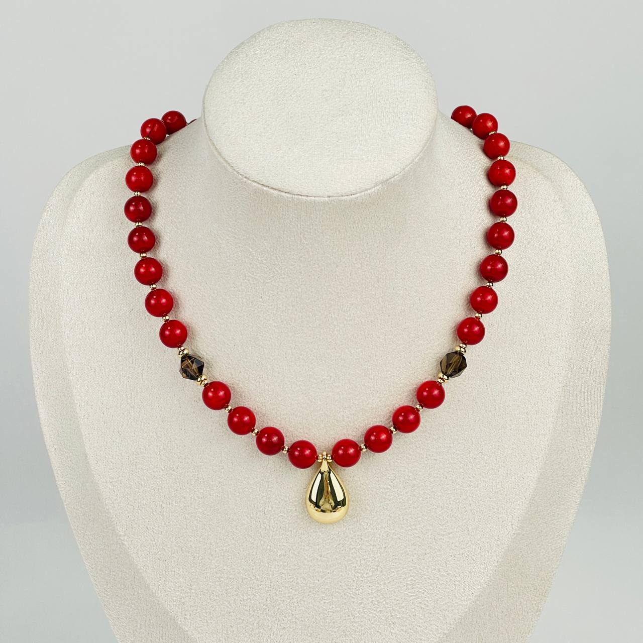 Колье из Коралла и Раухтопаза - изображение товара №0