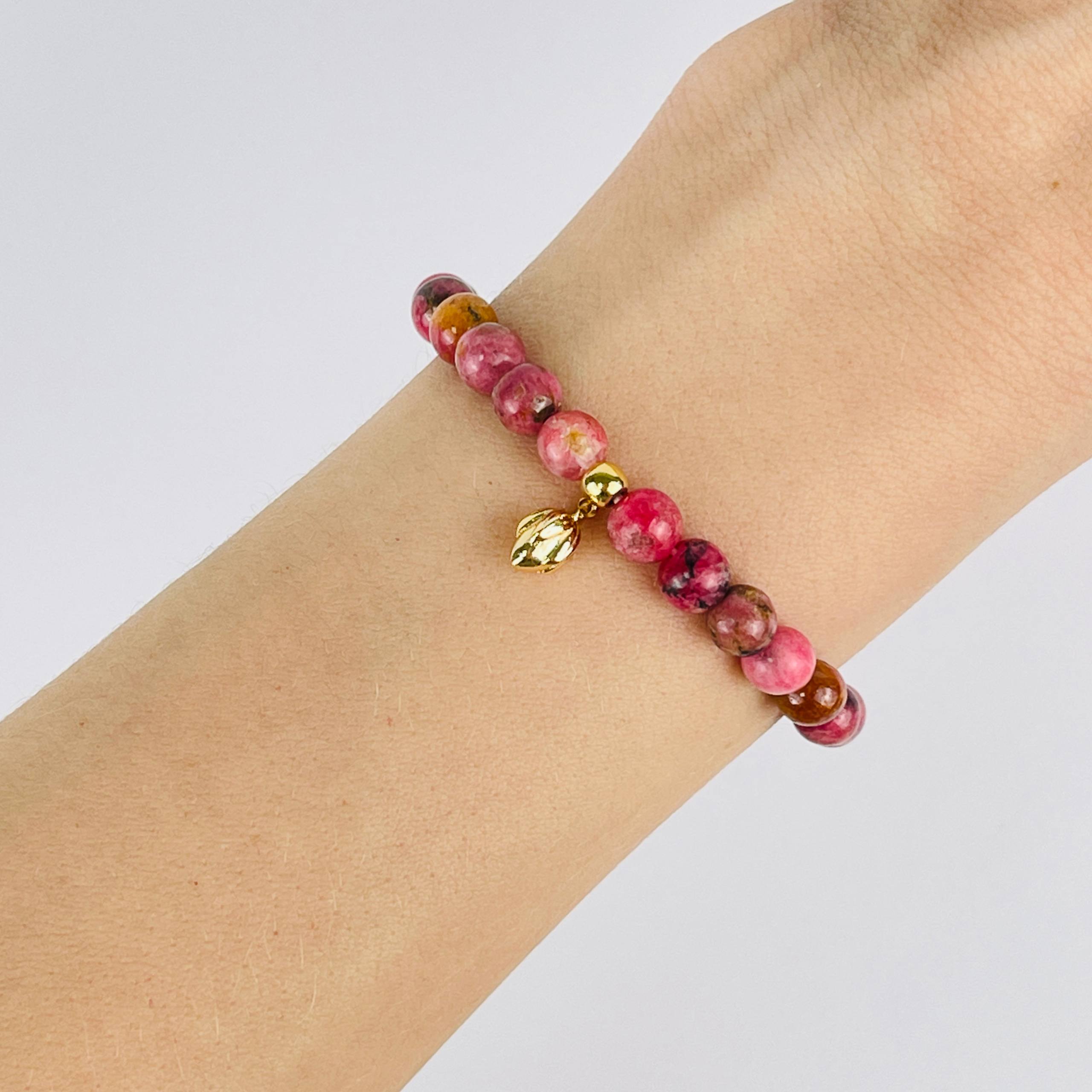 Браслет из Родонита с подвеской - изображение товара №1