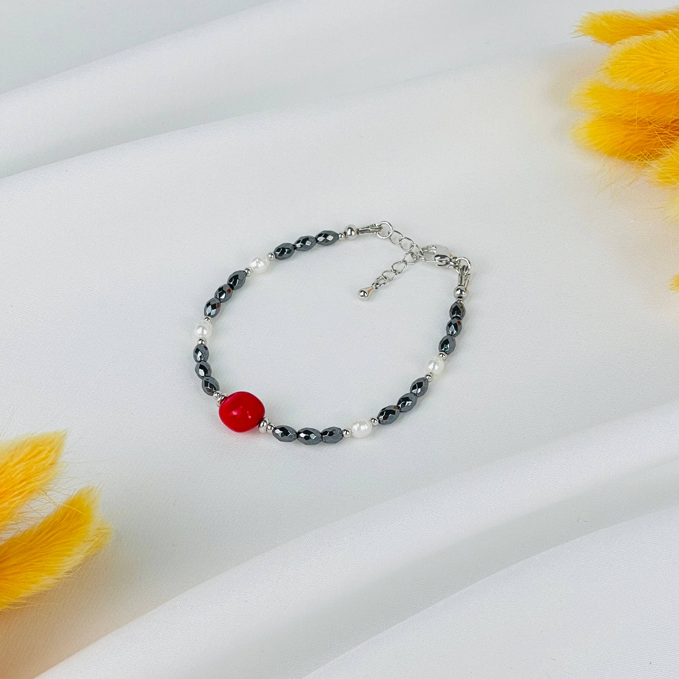 Браслет из Жемчуга, Гематита и Коралла - изображение товара №1