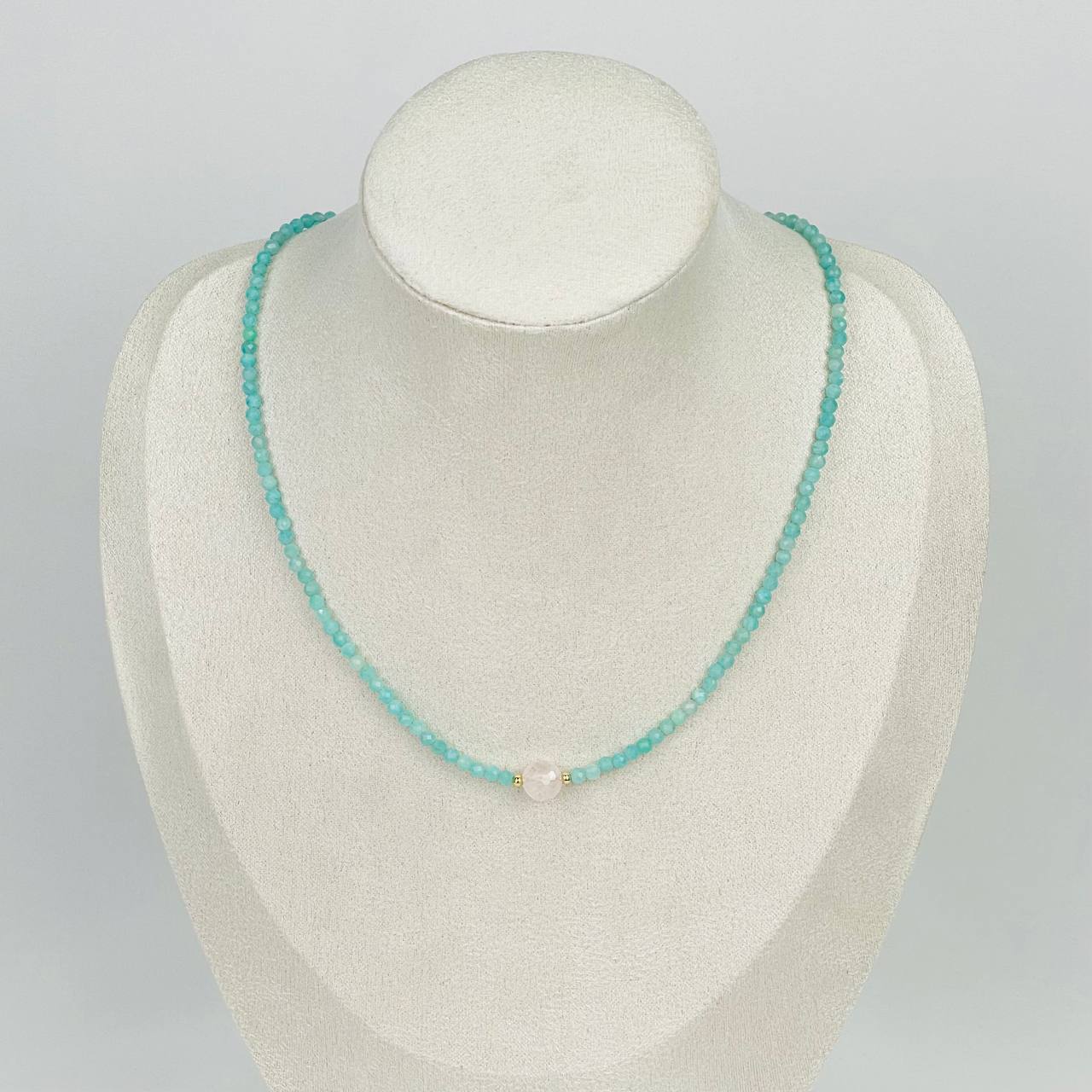 Колье из Амазонита и Розового кварца - изображение товара №2 Колье из Амазонита и Розового кварца - изображение товара №1