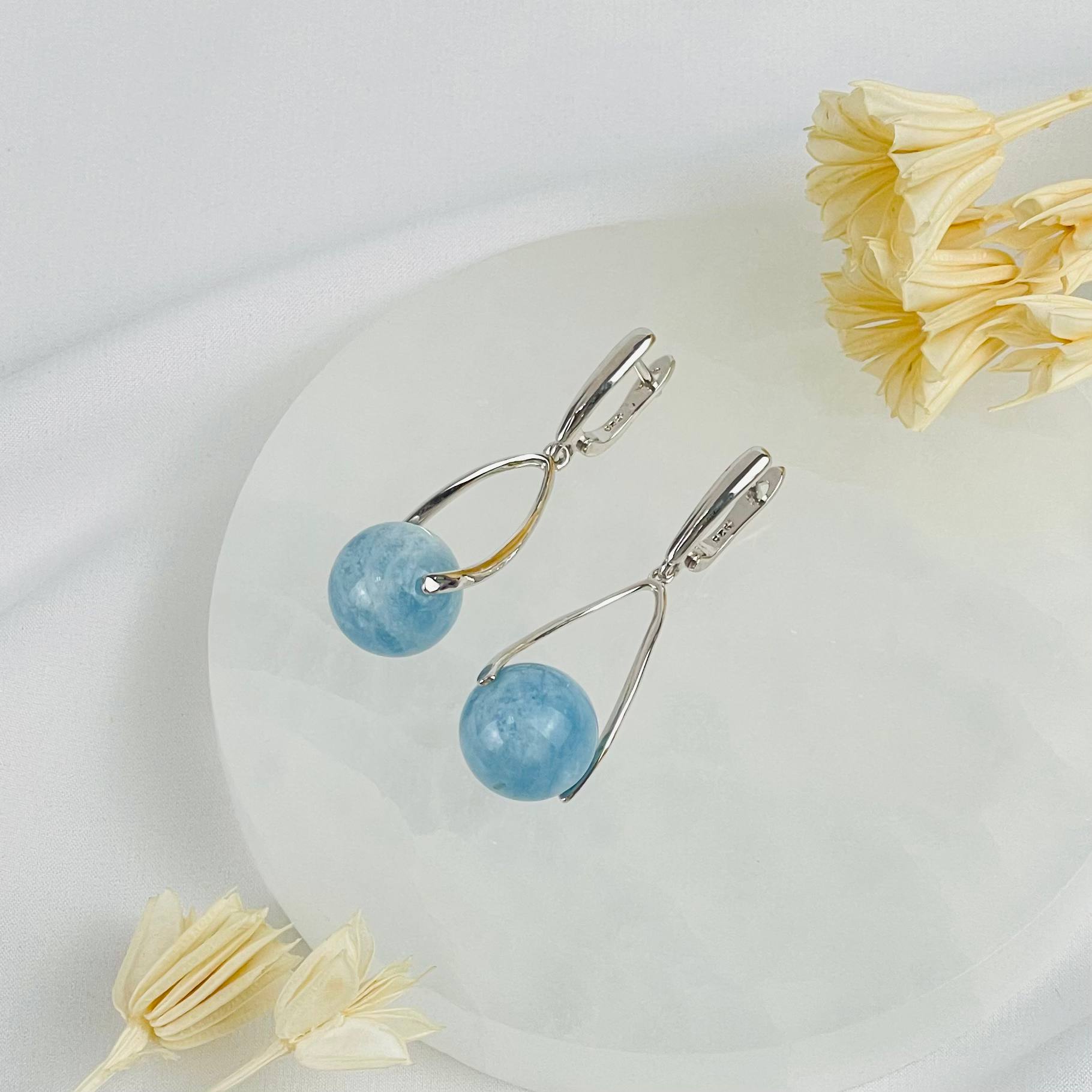 Серьги длинные из Аквамарина - изображение товара №2
