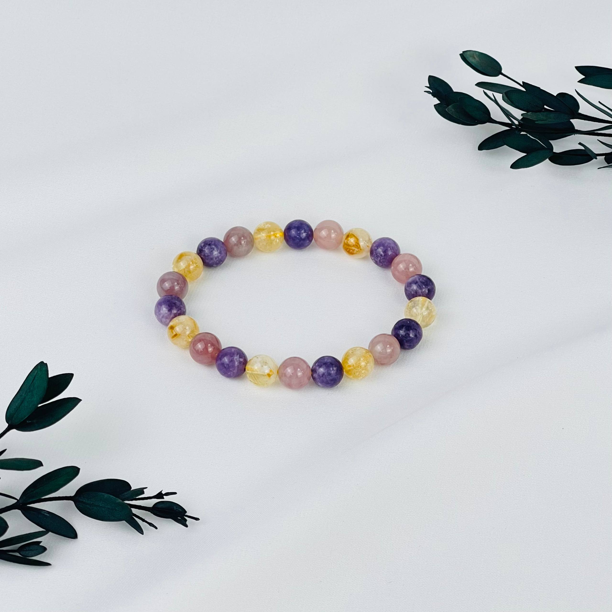 Браслет из Цитрина, Розового кварца и Лепидолита - изображение товара №2