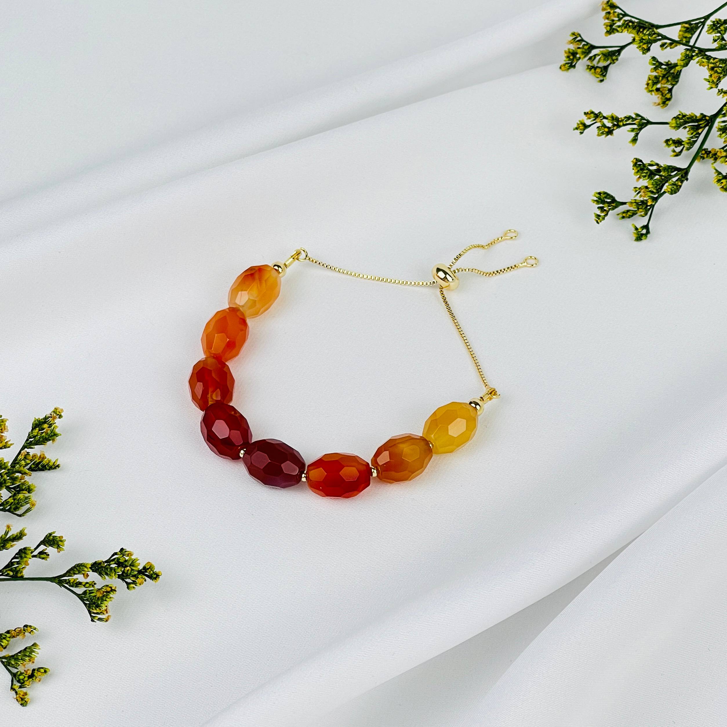 Браслет регулируемый с Сердоликом (градиент) - изображение товара №0