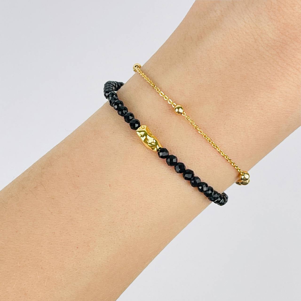 Браслет двойной из Шпинели с цепочкой - изображение товара №1