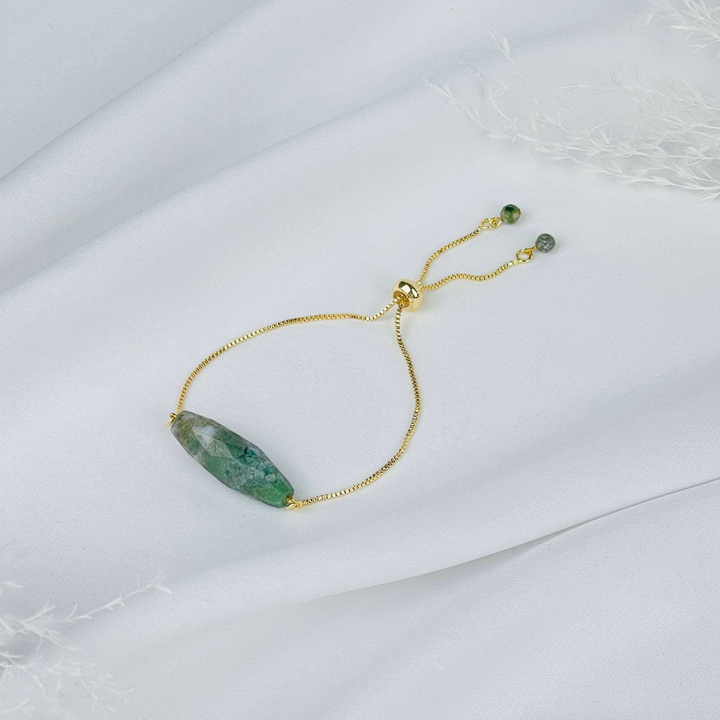 Браслет регулируемый с Моховым агатом - изображение товара №0