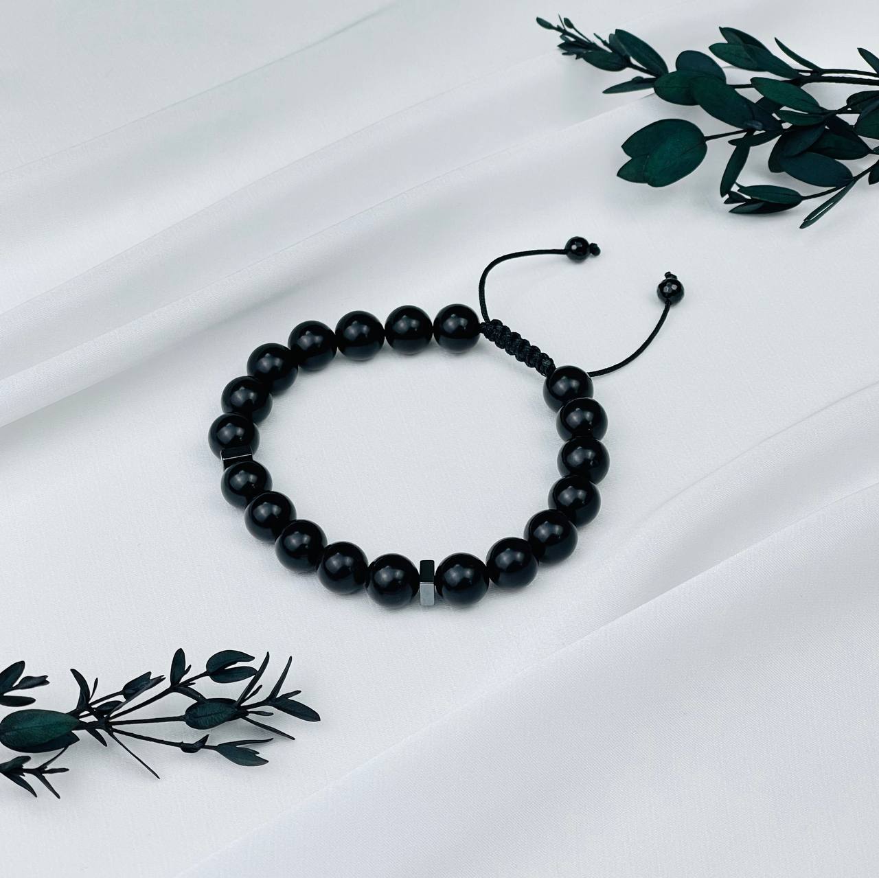 Браслет регулируемый из Шунгита и Гематита - изображение товара №1