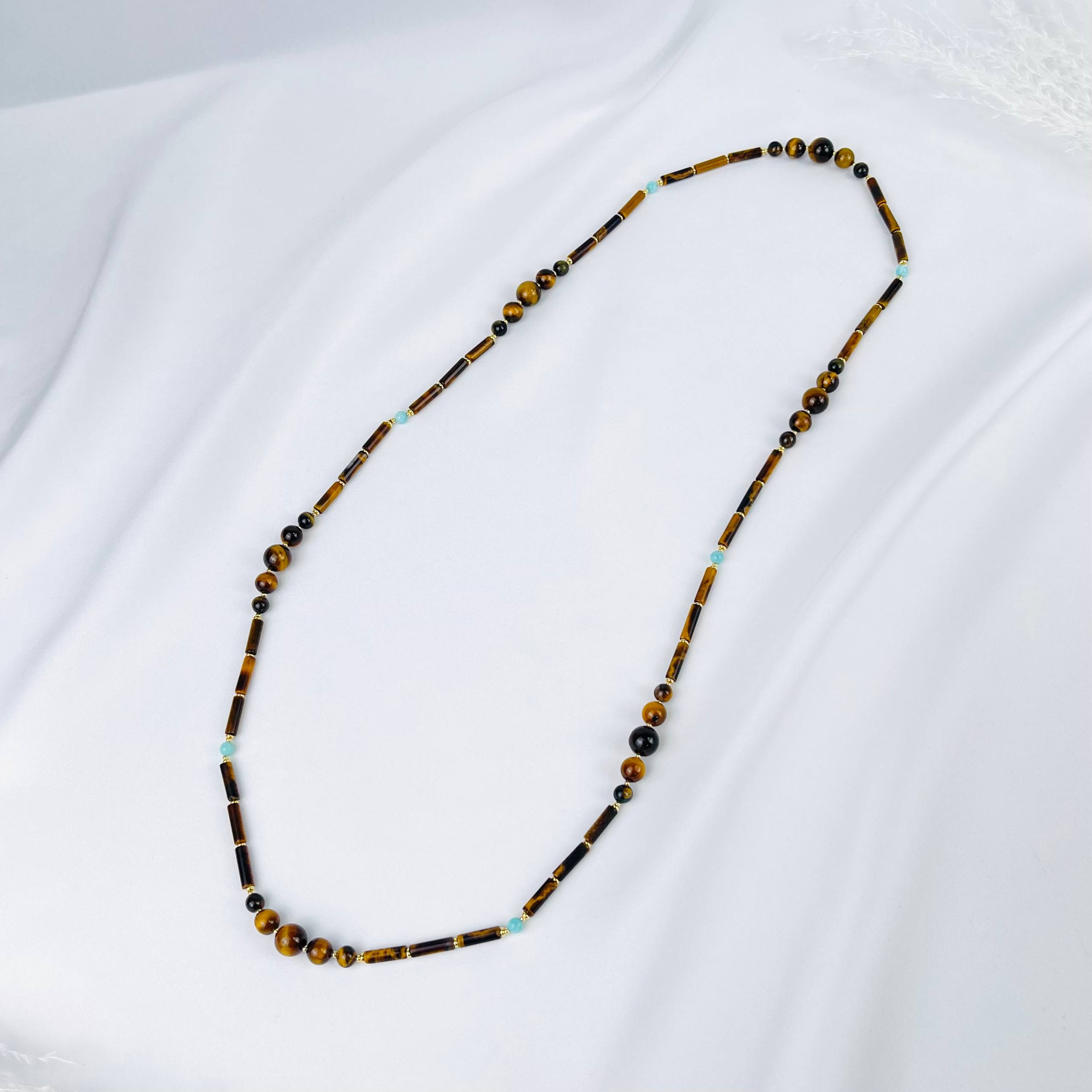 Колье из Тигрового глаза и Амазонита - изображение товара №0