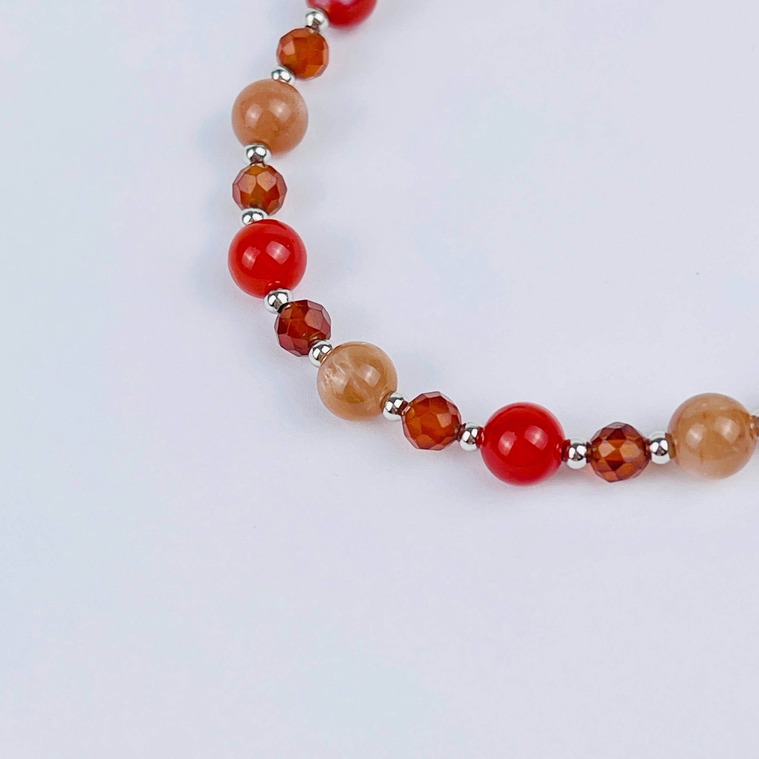 Браслет регулируемый из Сардоникса, Граната и Лунного камня - изображение товара №4