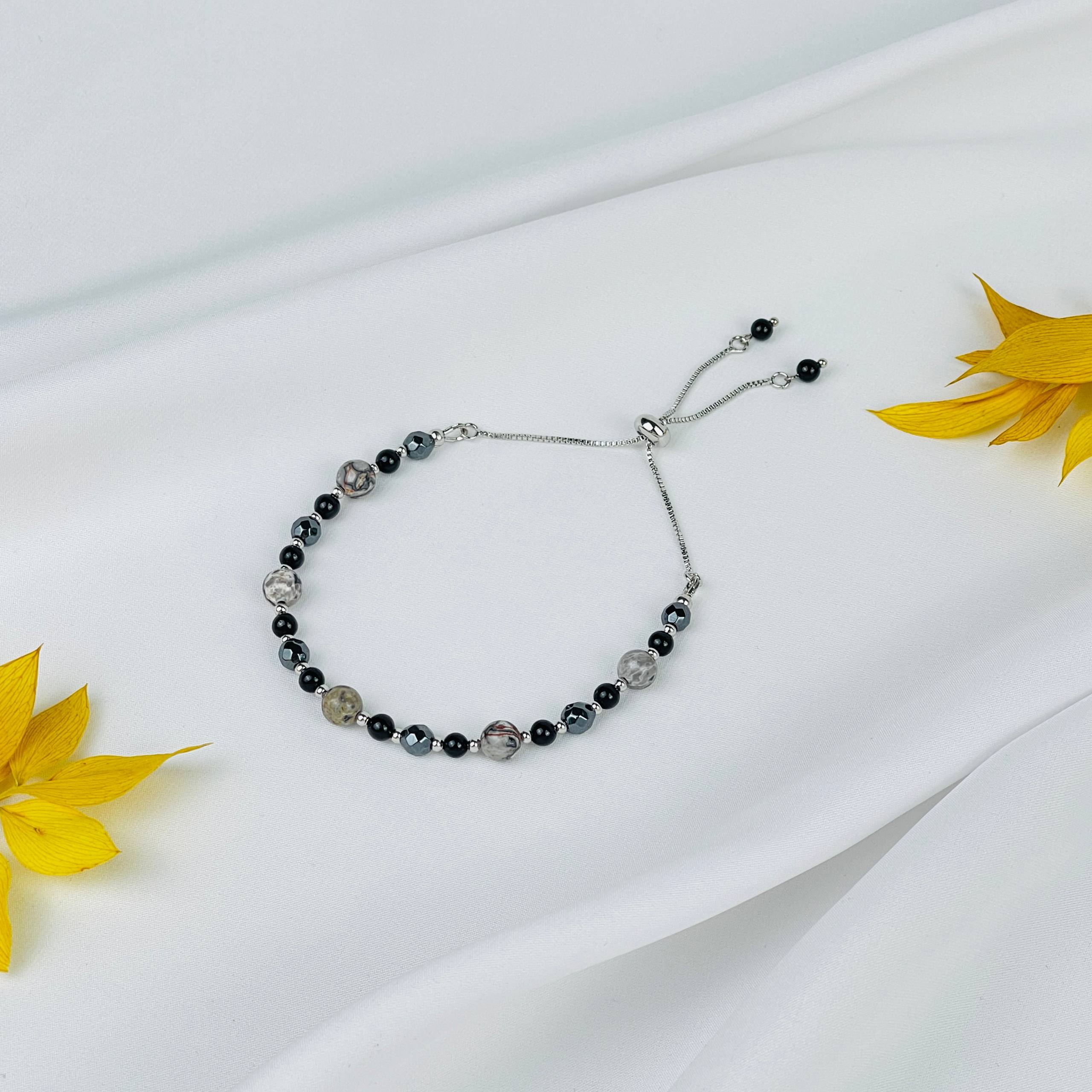 Браслет регулируемый (на защиту) из Яшмы, Турмалина и Гематита - изображение товара №1