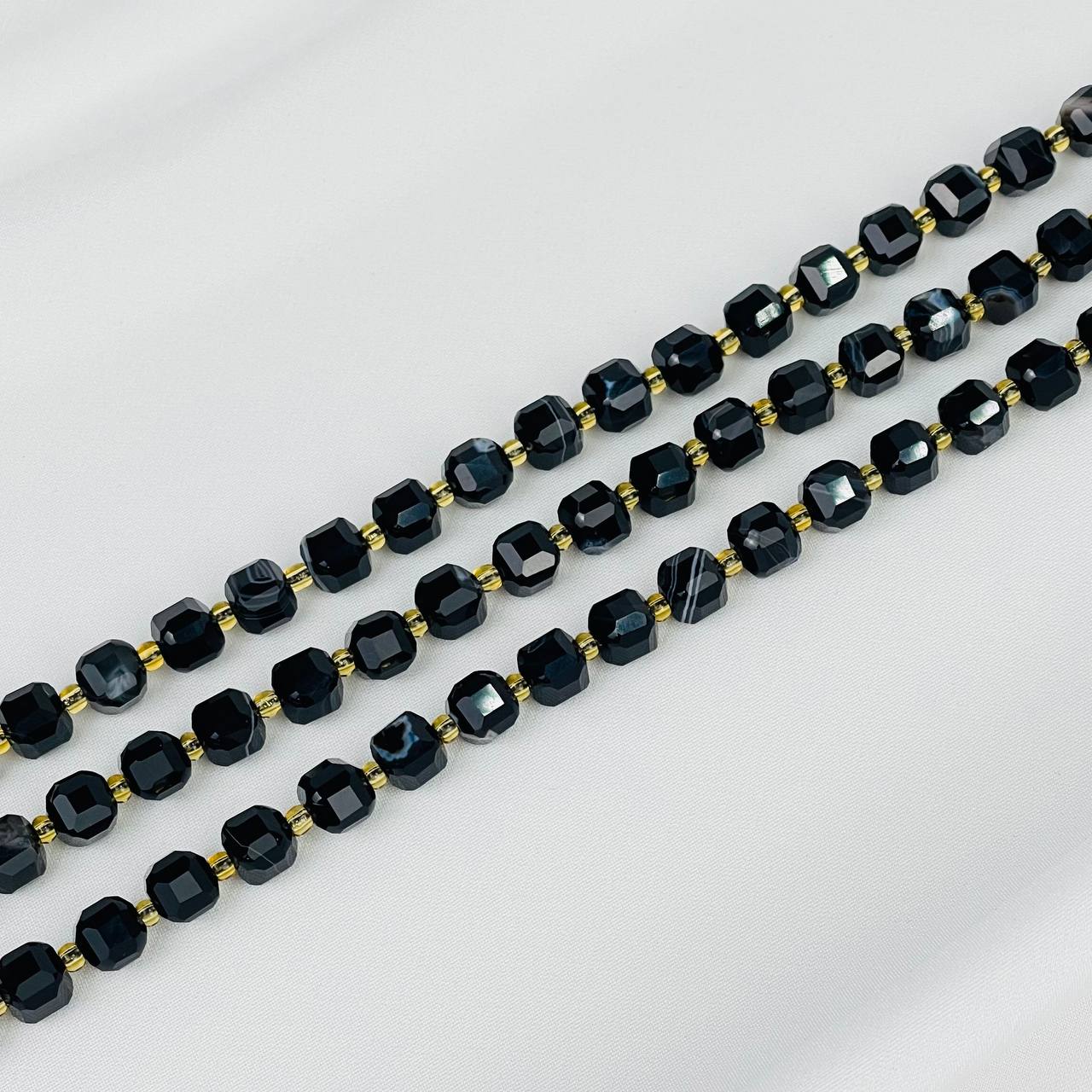 Бусины для украшений из полосатого Агата (42 бусины) - изображение товара №0