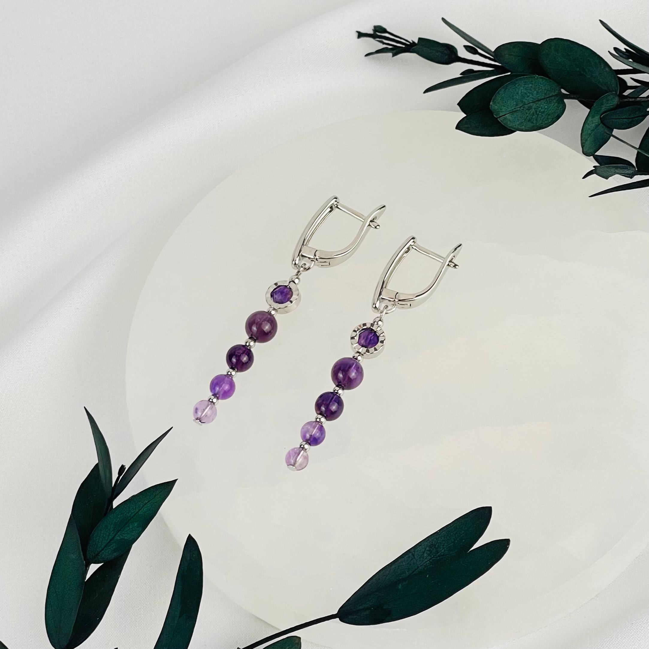 Серьги длинные из Аметиста - изображение товара №1