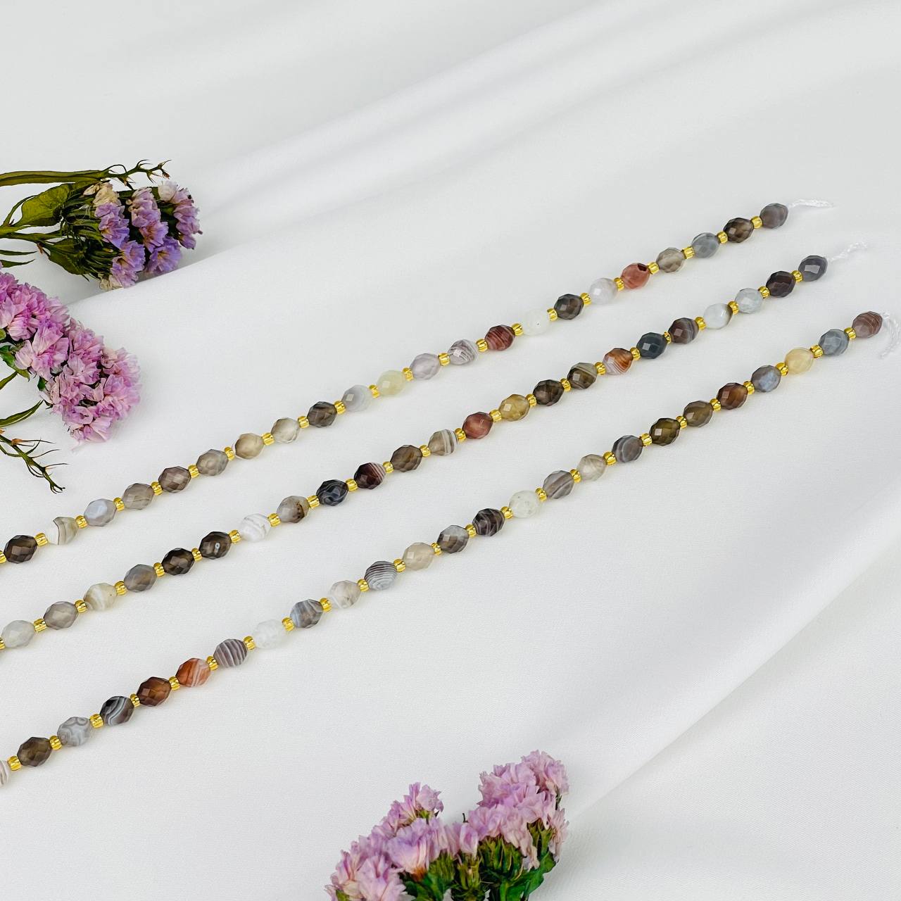 Бусины для украшений из Ботсванского агата (40 бусин) - изображение товара №3