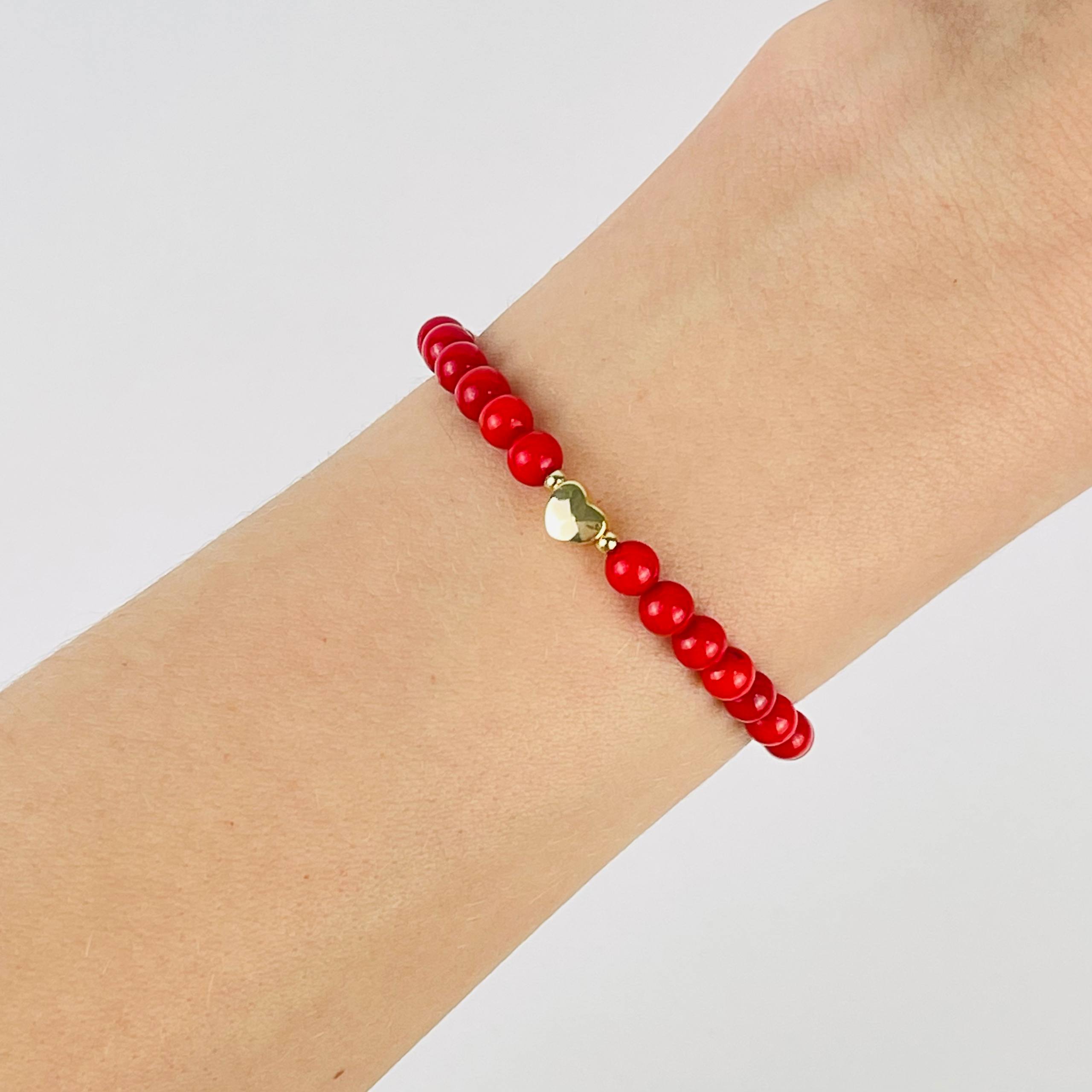 Браслет детский из Коралла во вставкой сердце - изображение товара №0