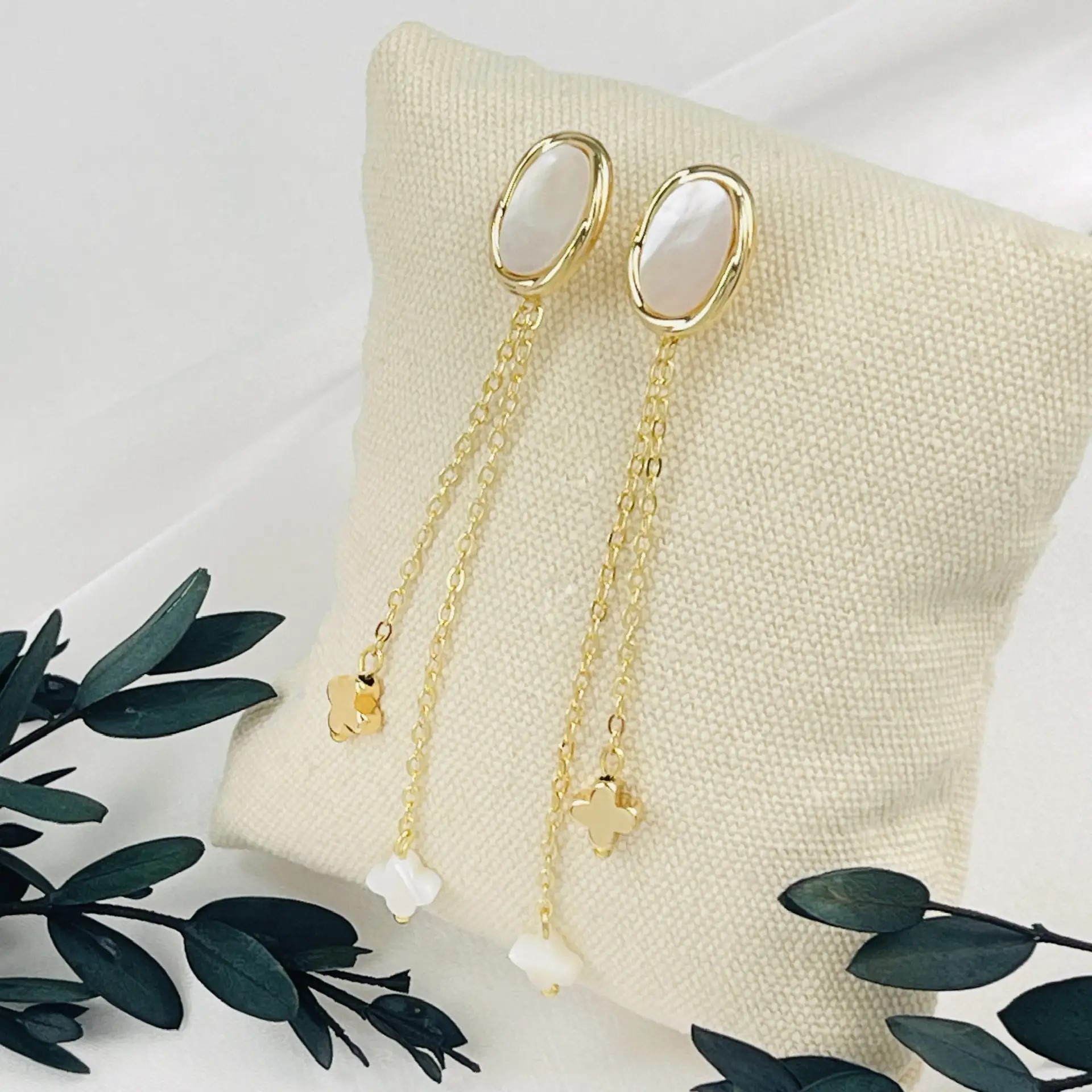 Серьги на цепочке с Перламутром - изображение товара №1