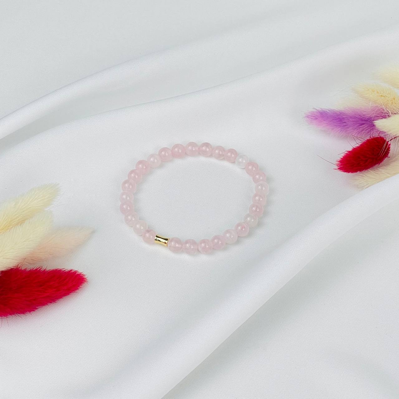 Браслет из Розового кварца со вставкой - изображение товара №1