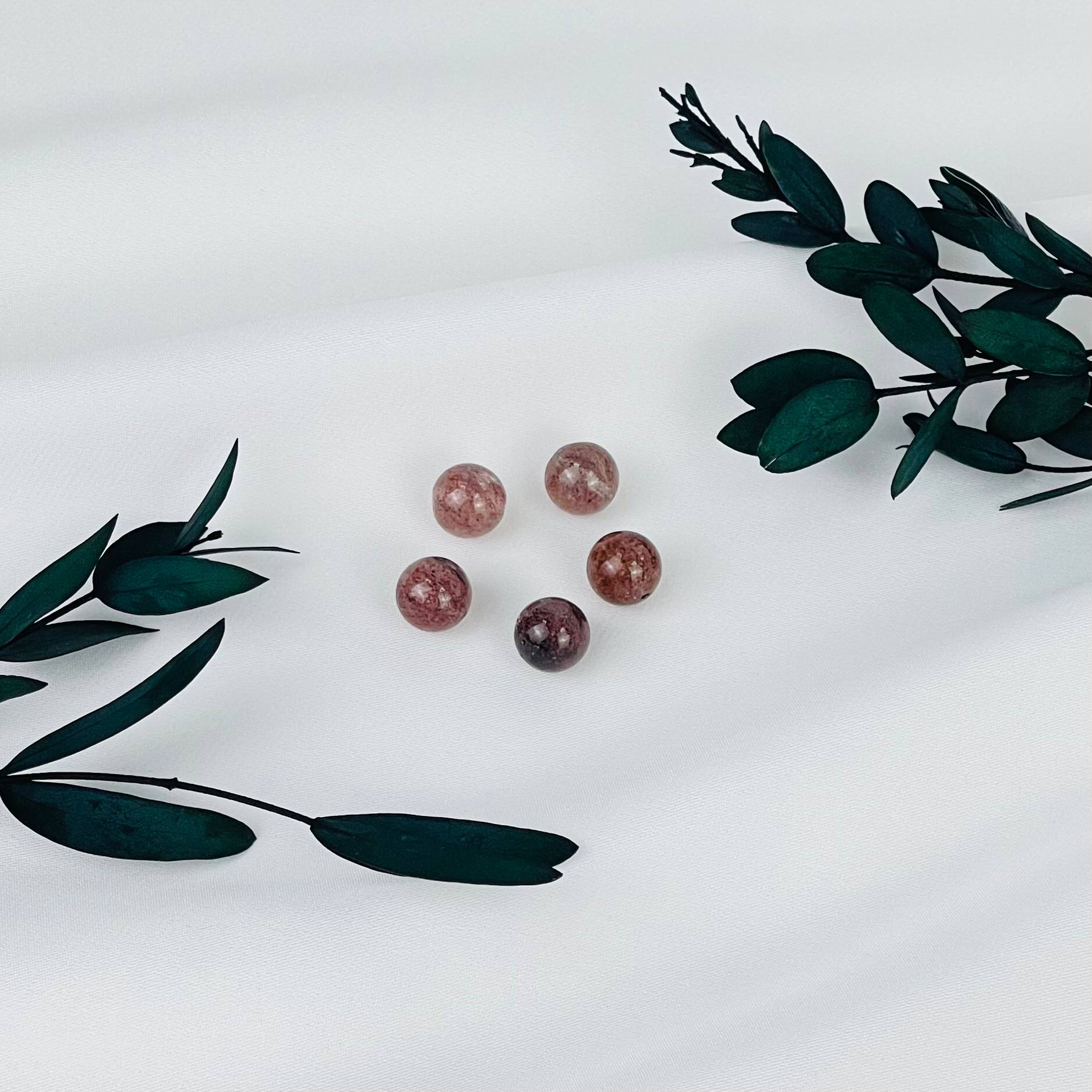 Бусины для украшений из Клубничного кварца (5 шт) - изображение товара №0