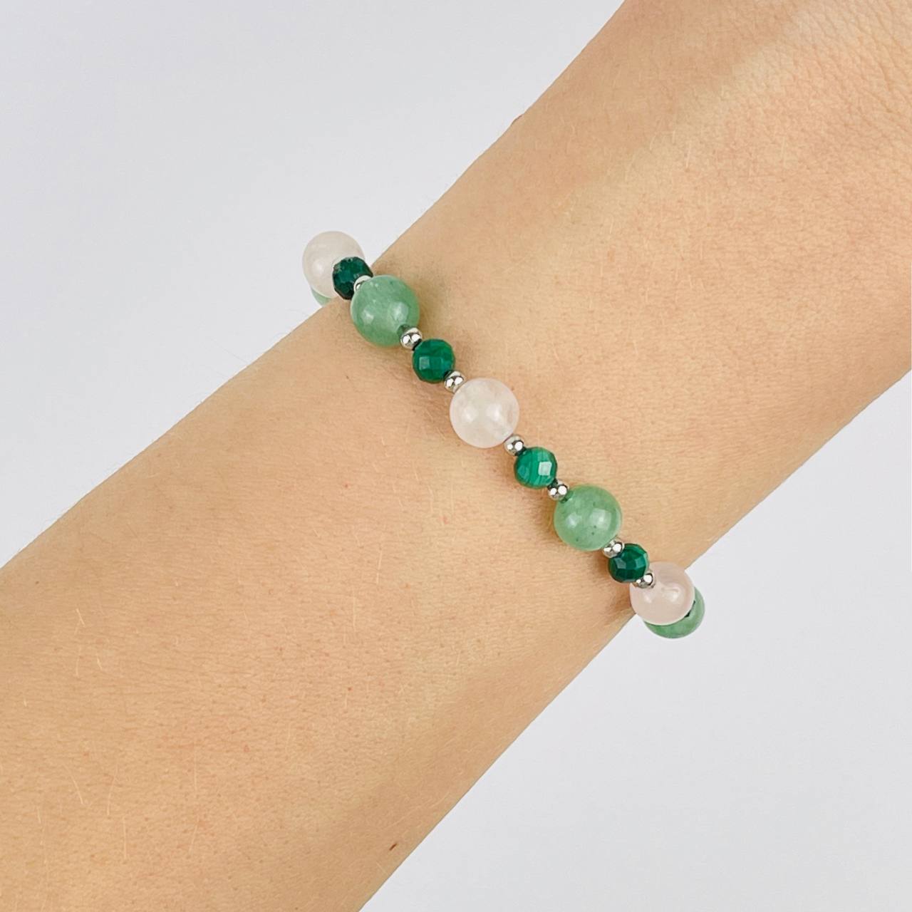 Браслет (Анахата) регулируемый из Малахита, Розового кварца и Авантюрина - изображение товара №2