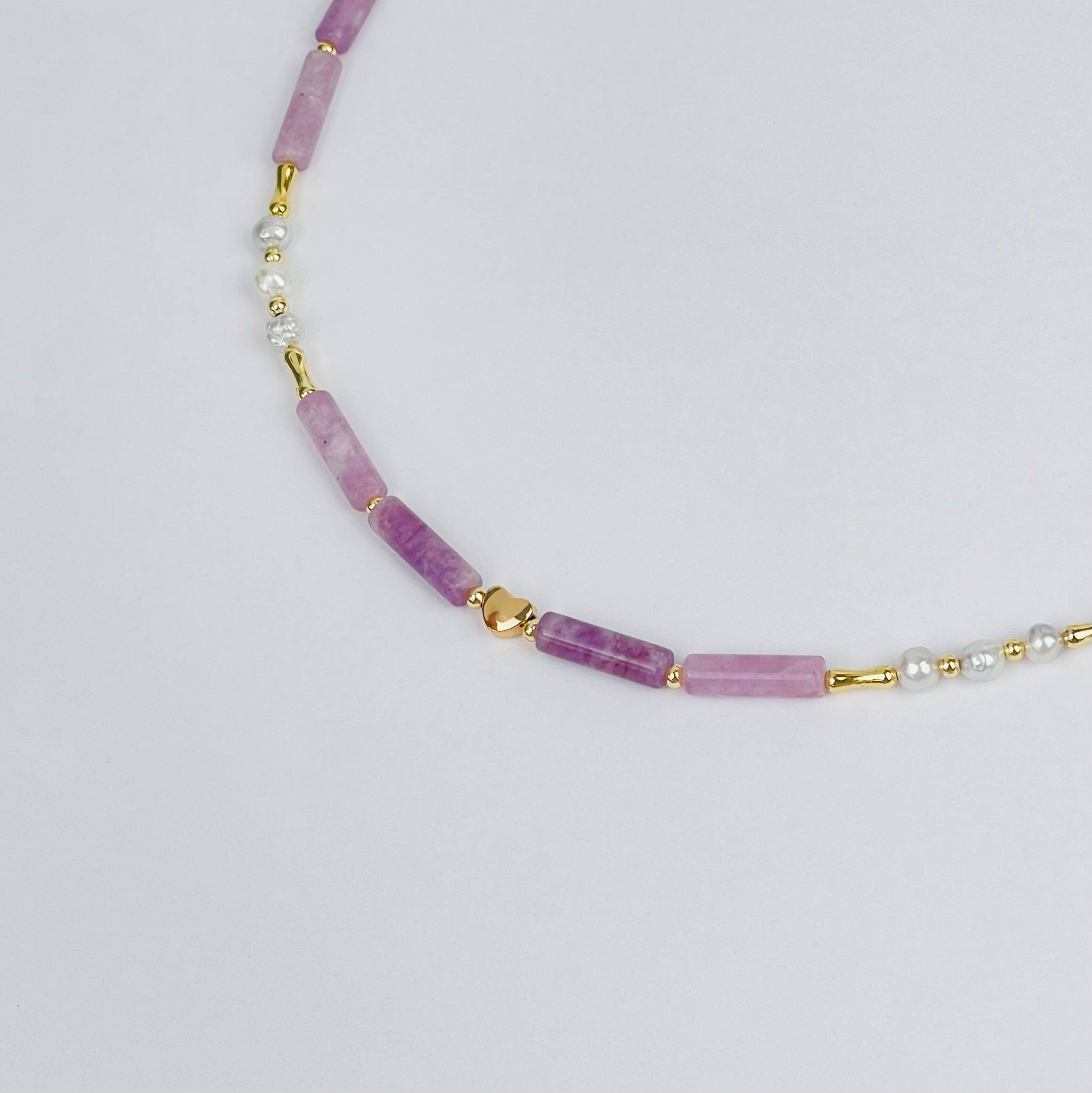 Колье из Лепидолита и Жемчуга - изображение товара №2